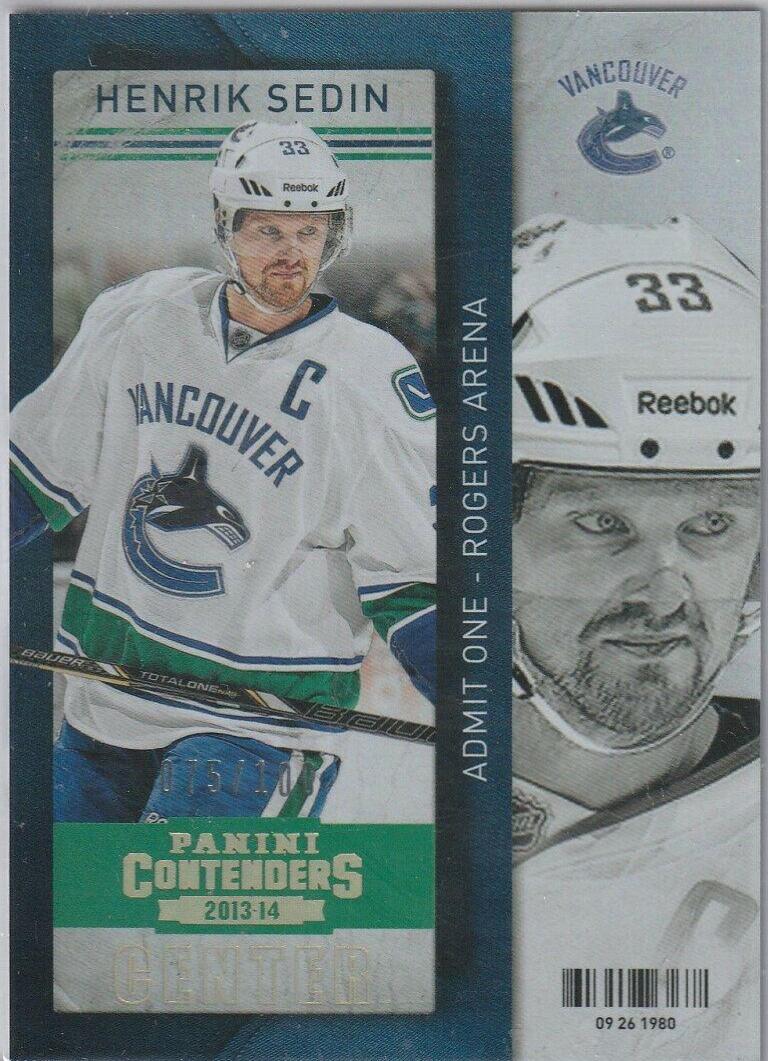 Henrik Sedin #49 Hockey Cards 2013 Panini Contenders