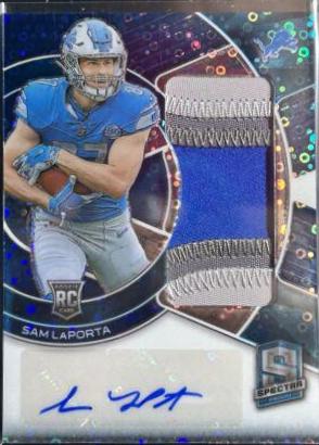 Sam LaPorta #11 Football Cards 2023 Panini Spectra Rookie Autograph Neon Blue