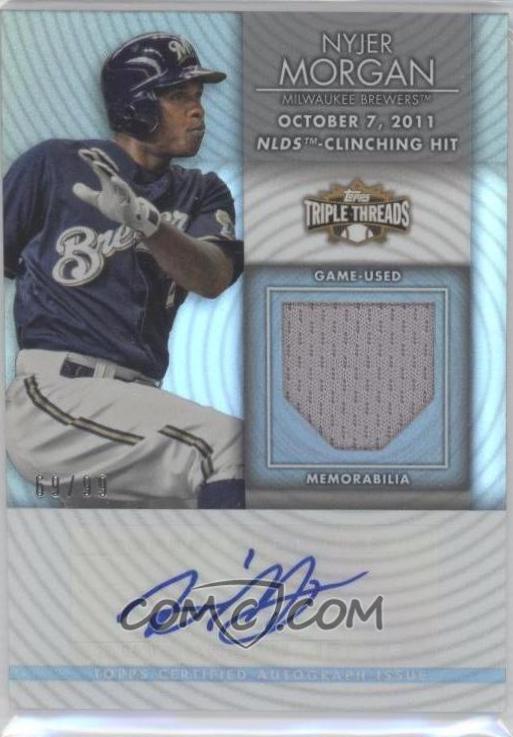 Nyjer Morgan #TTUAR-83 Baseball Cards 2012 Topps Triple Threads Unity Autograph Relics