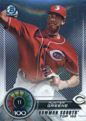 Hunter Greene #BTP-11 Baseball Cards 2018 Bowman Scouts' Top 100