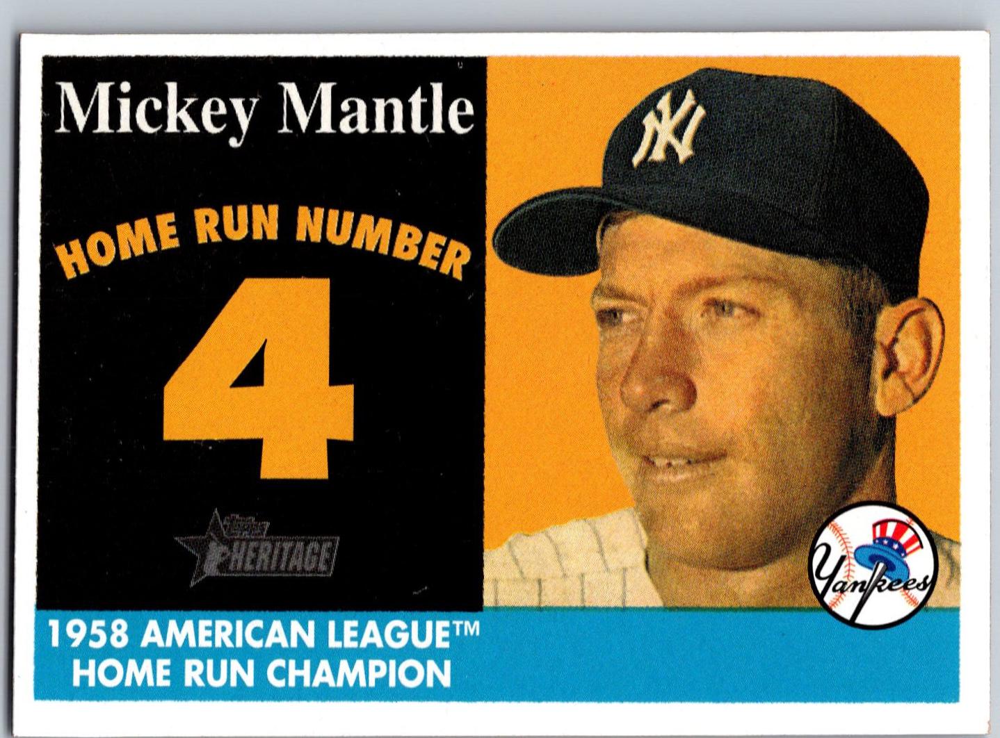 Mickey Mantle #MHRC21 Baseball Cards 2007 Topps Heritage 1958 Home Run Champion