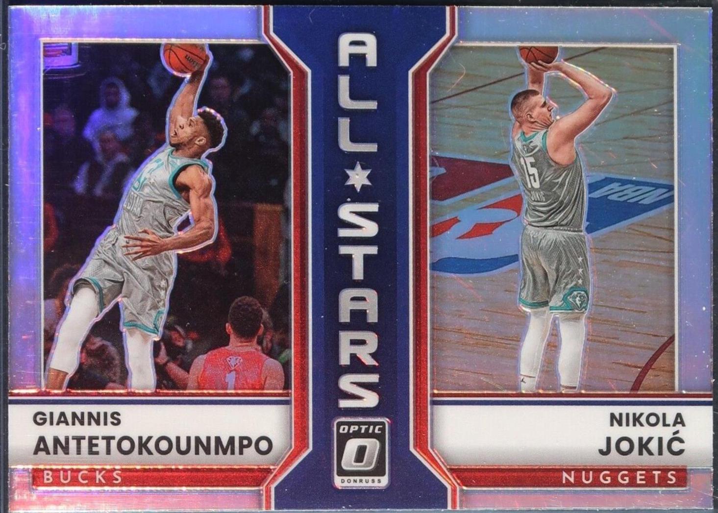 Giannis Antetokounmpo, Nikola Jokic #6 Basketball Cards 2022 Panini Donruss Optic All Stars
