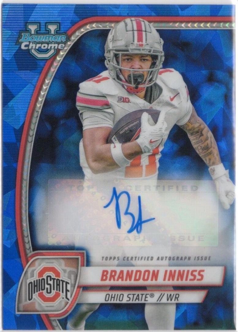 Brandon Inniss #PA-BIN Football Cards 2024 Bowman Chrome University Sapphire Prospect Autograph