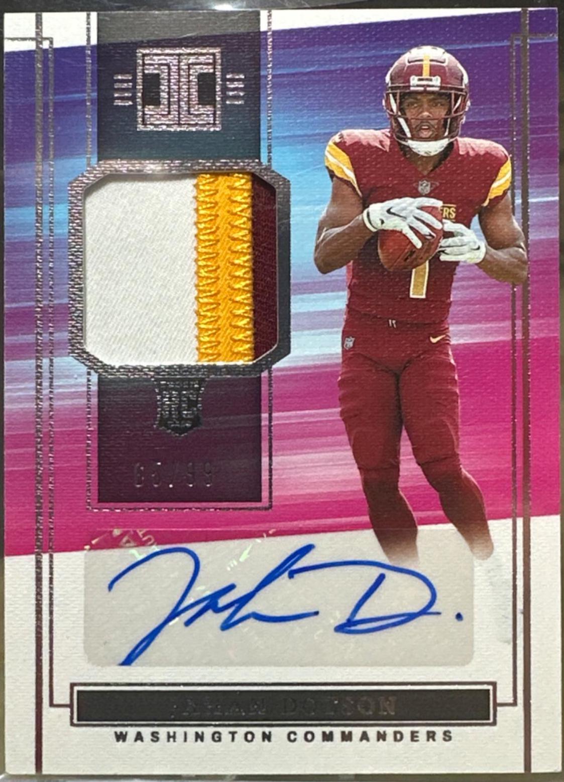 Jahan Dotson #RPA-JDO Football Cards 2022 Panini Impeccable Rookie Patch Autographs