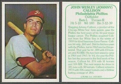 Johnny Callison #29 Baseball Cards 1978 TCMA the 1960's