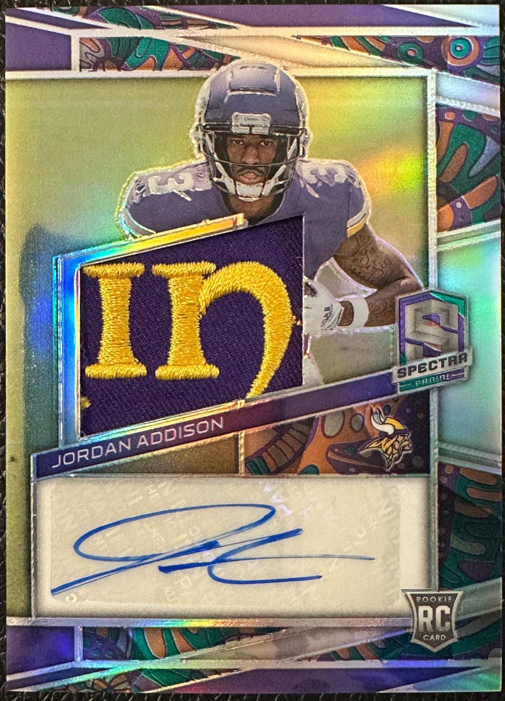 Jordan Addison #22 Football Cards 2023 Panini Spectra Rookie Autograph Psychedelic