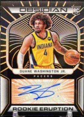 Duane Washington Jr. #RES-DWJ Basketball Cards 2021 Panini Obsidian Rookie Eruption Signatures