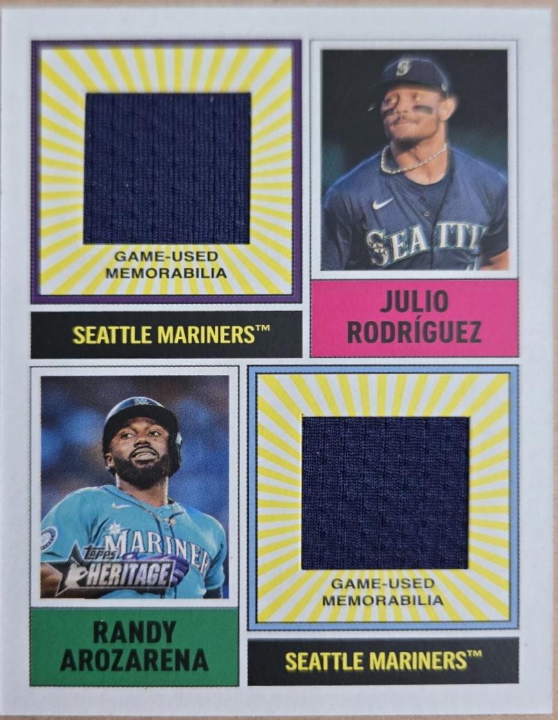 Julio Rodriguez #DPMCR-WR Baseball Cards 2025 Topps Heritage Dual Player MLB Collection Relic
