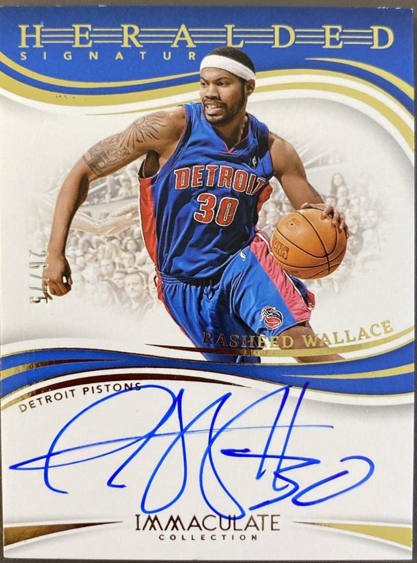 Rasheed Wallace #15 Basketball Cards 2023 Panini Immaculate Heralded Signatures