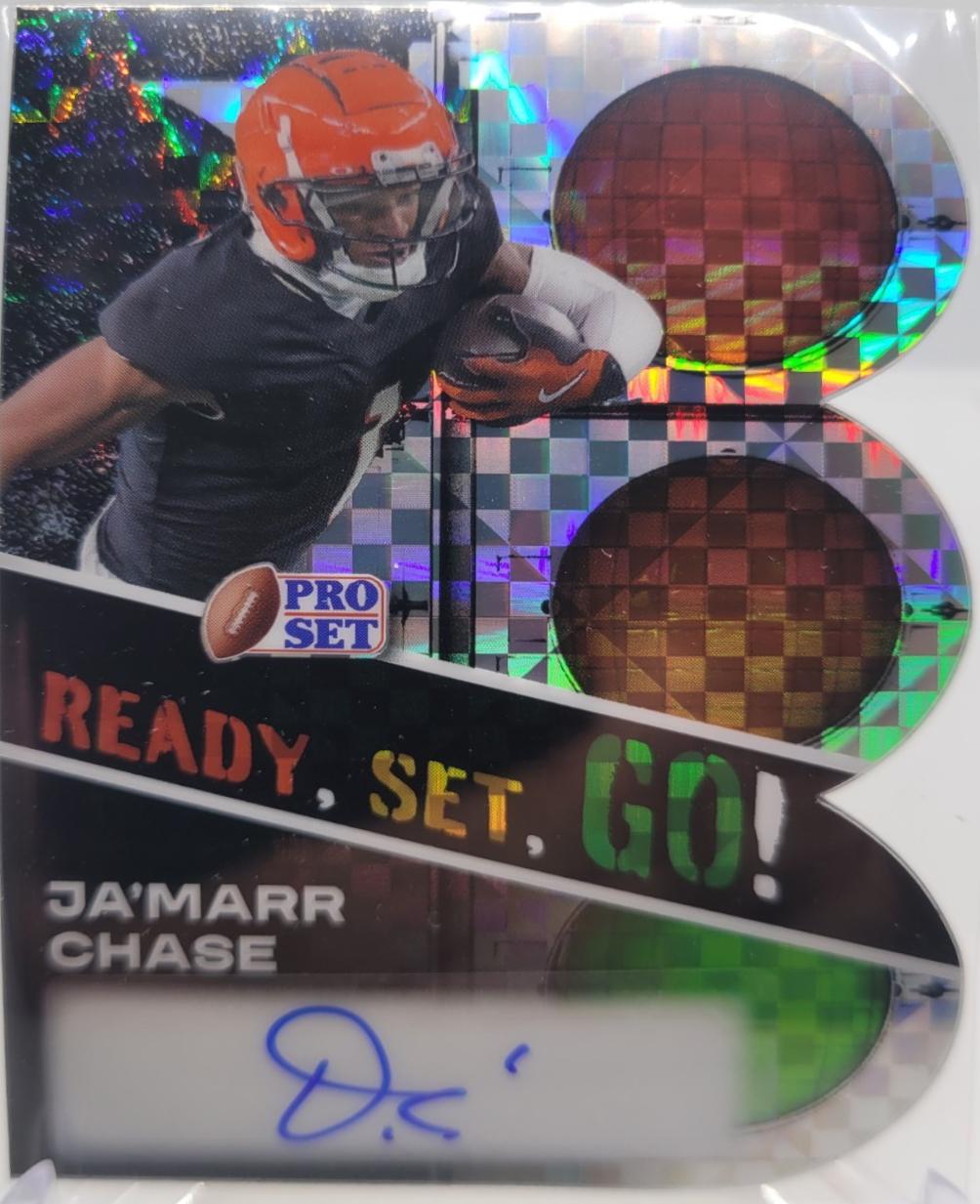 Ja'Marr Chase #RS-JMC 2025 Leaf Pro Set Metal Ready Set Go Autograph Football