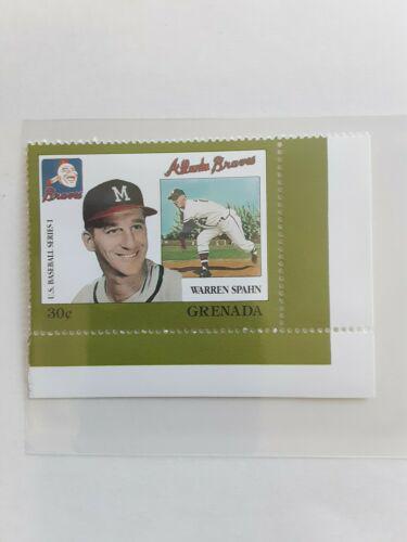 Warren Spahn Baseball Cards 1988 Grenada Baseball Stamps