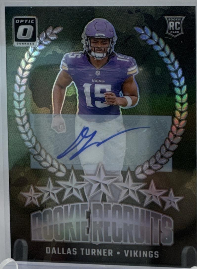 Dallas Turner #14 Football Cards 2024 Panini Donruss Optic Rookie Recruits Autograph