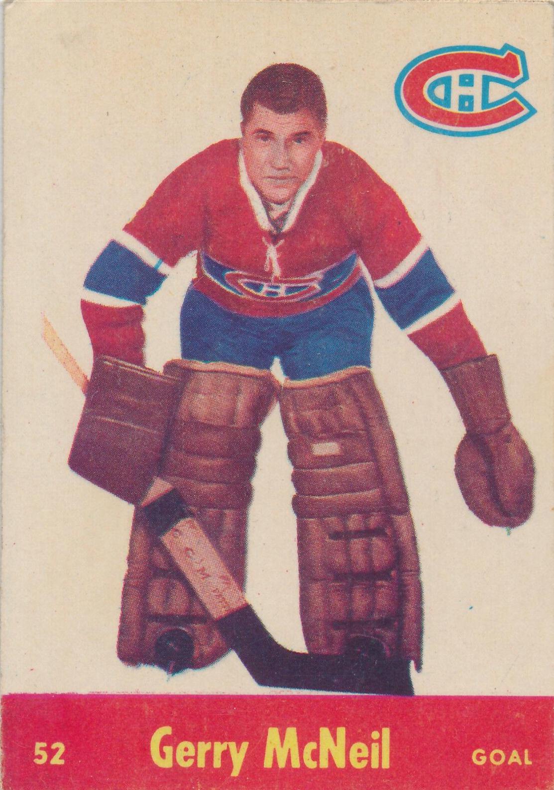 Gerry McNeil #52 Hockey Cards 1955 Parkhurst