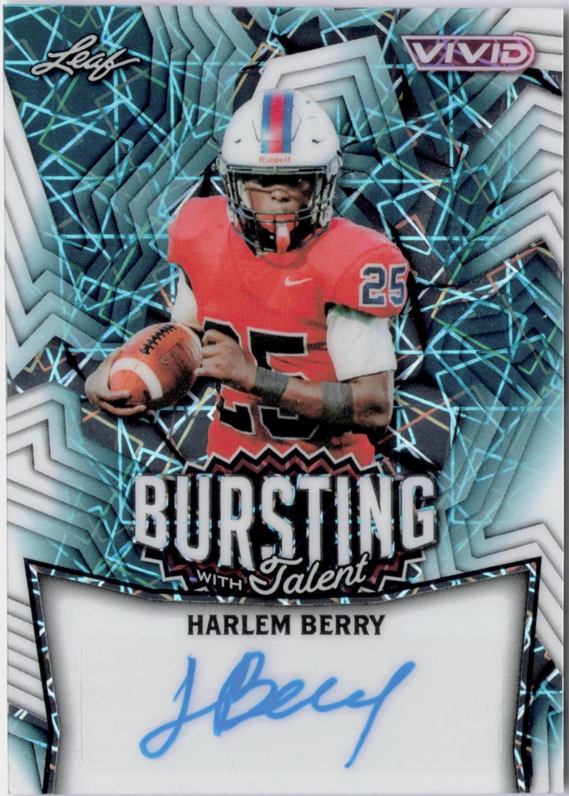 Harlem Berry #TA-HB1 2025 Leaf Vivid Football Bursting With Talent Autographs