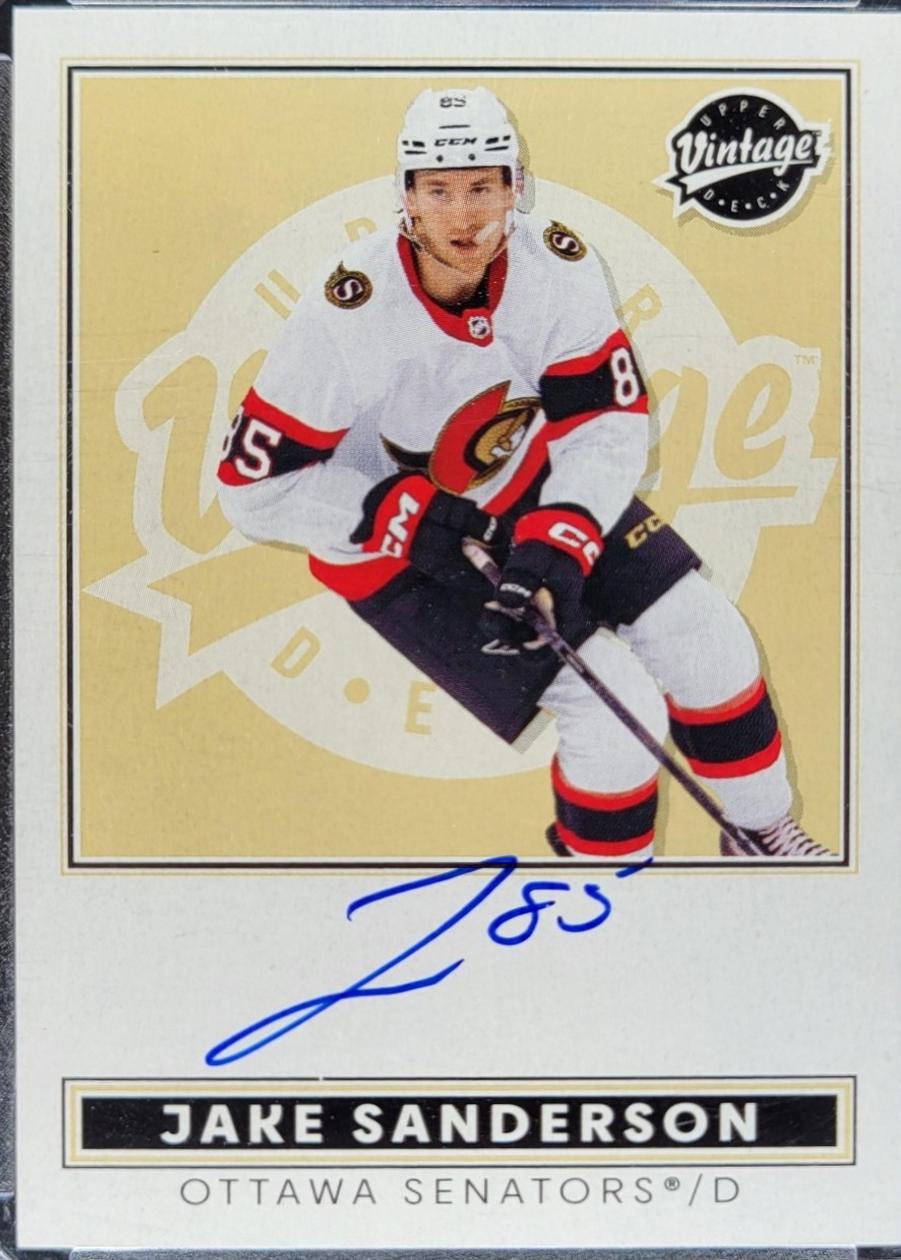 Jake Sanderson #VA-JS 2024 Upper Deck Clear Cut Vintage Autograph Hockey