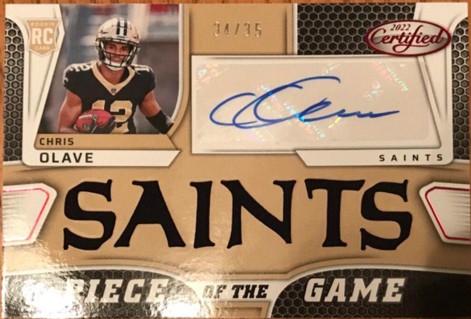 Chris Olave #PGS-CO Football Cards 2022 Panini Certified Piece of the Game Signatures