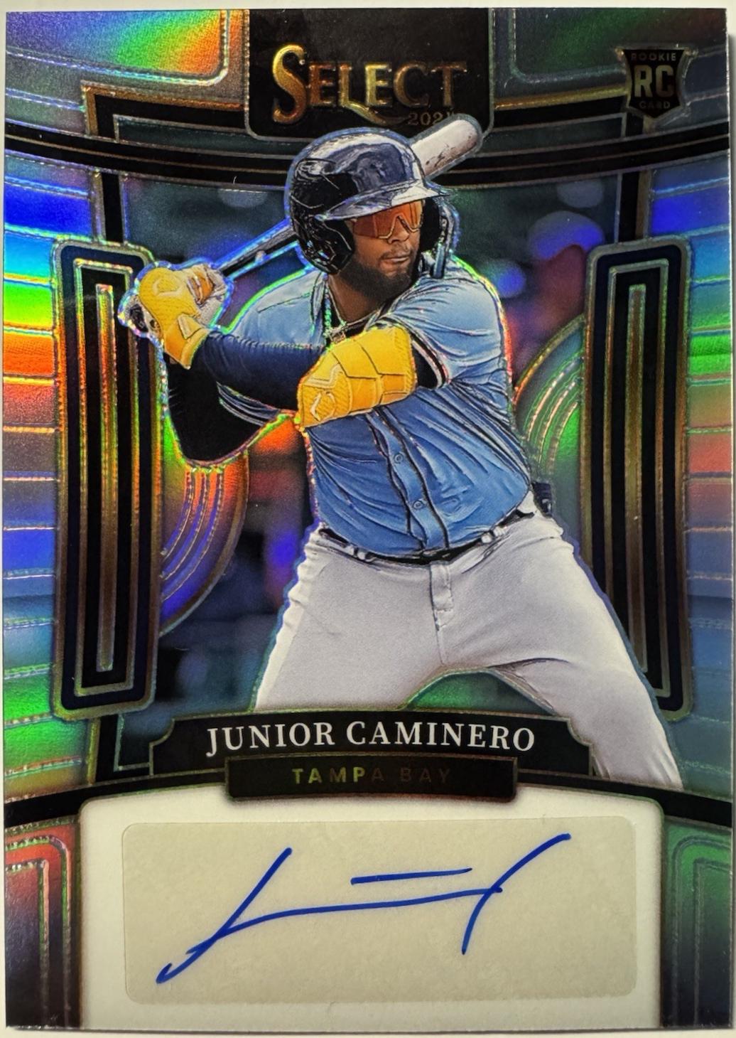 Junior Caminero #SIG-JC Baseball Cards 2024 Panini Select Signature
