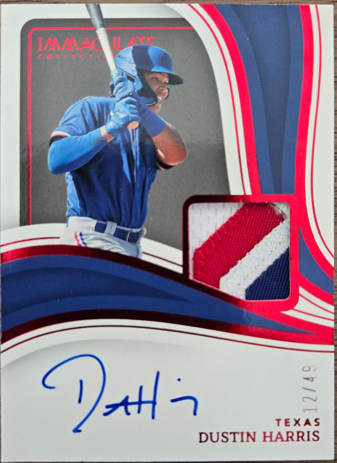 Dustin Harris #2 Baseball Cards 2023 Panini Immaculate Material Autograph