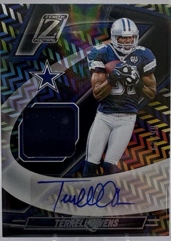 Terrell Owens #34 Football Cards 2024 Panini Zenith Z-Jersey Autograph