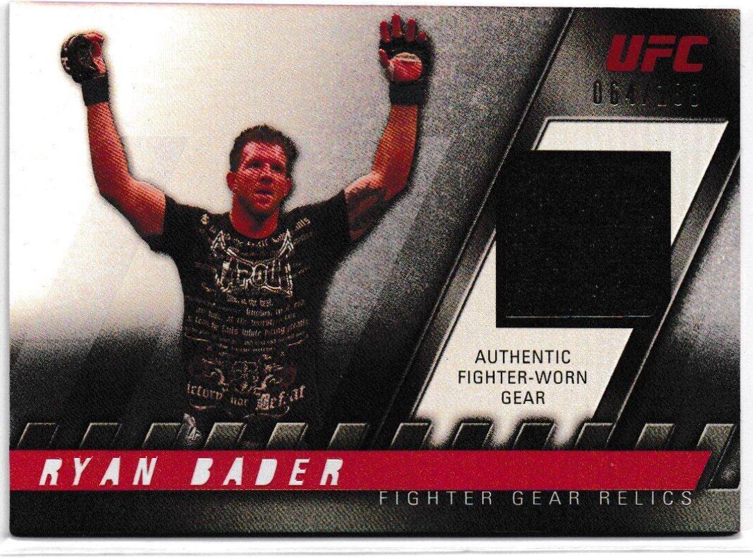 Ryan Bader #FG-RB Ufc Cards 2010 Topps UFC Knockout Fighter Gear Relic