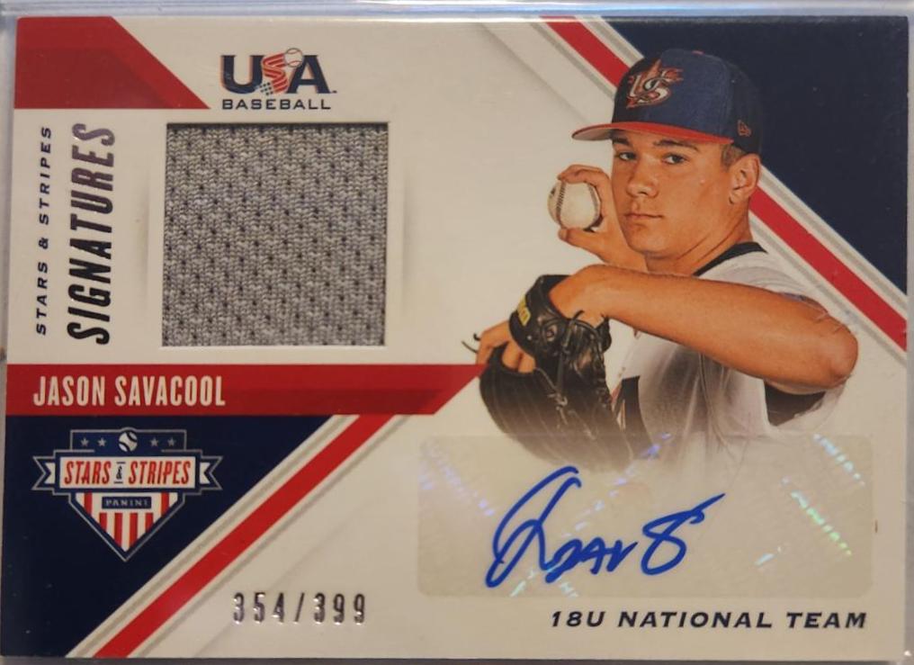 Jason Savacool #SSS-JS Baseball Cards 2020 Panini Stars & Stripes USA Silhouettes Signature Jerseys