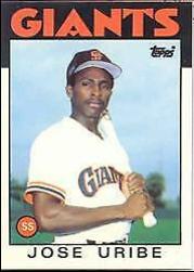 Jose Uribe #12 Baseball Cards 1986 Topps Tiffany