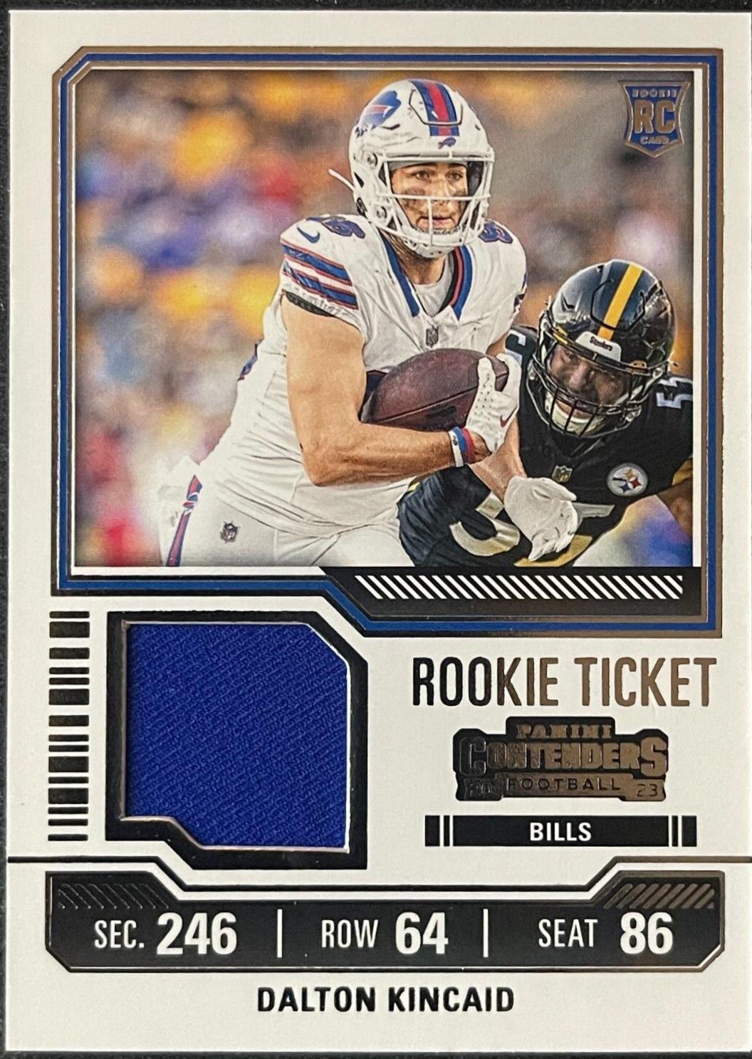 Dalton Kincaid #TS7 Football Cards 2023 Panini Contenders Rookie Ticket Swatch