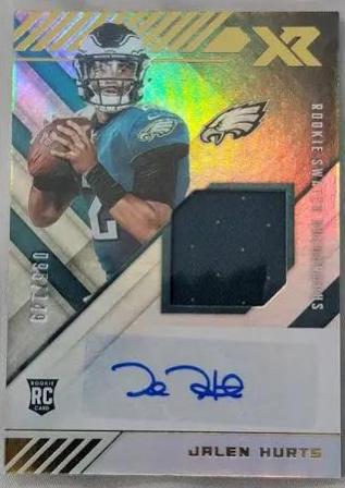 Jalen Hurts #RSA-JU Football Cards 2020 Panini XR Rookie Swatch Autographs