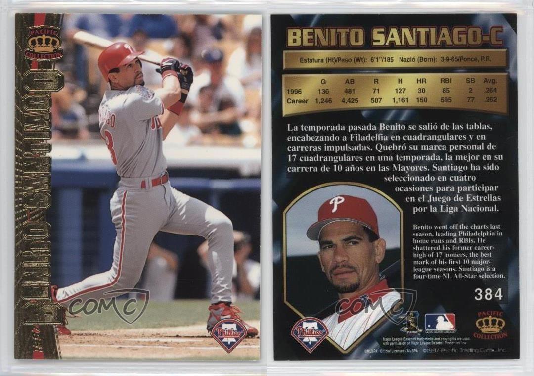 Benito Santiago #384 Baseball Cards 1997 Pacific Crown Collection