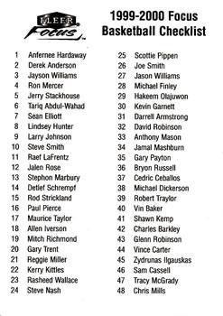 Checklist- 1-100 Basketball Cards 1999 Fleer Focus