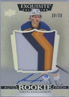 Nikita Alexandrov #EC-NA Hockey Cards 2022 Upper Deck The Cup Exquisite Rookie Auto Patch