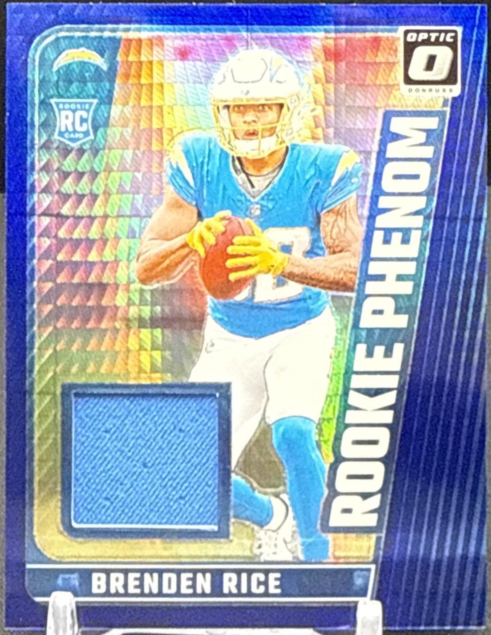 Brenden Rice #RPB-BRE Football Cards 2024 Panini Donruss Optic Rookie Phenom Blue Hyper