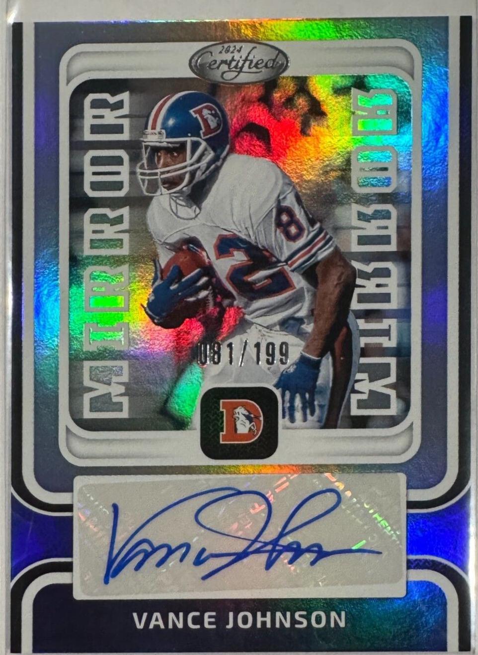 Vance Johnson #MS-VJ Football Cards 2024 Panini Certified Mirror Signature