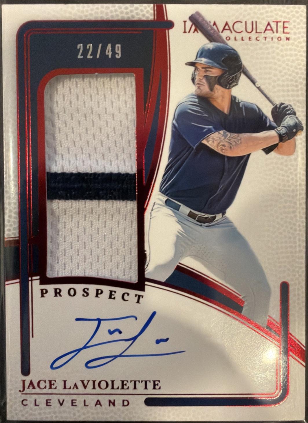 Jace LaViolette #19 2026 Panini Immaculate Prospect Patch Autograph Baseball