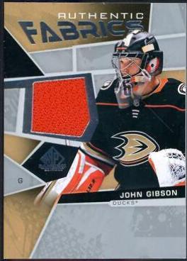 John Gibson #AF-GI Hockey Cards 2021 SP Game Used Authentic Fabrics