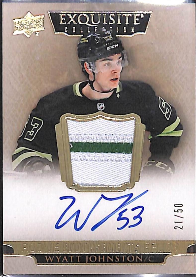 Wyatt Johnston #ER-WJ Hockey Cards 2022 Upper Deck The Cup Exquisite Endorsements Relic Autograph