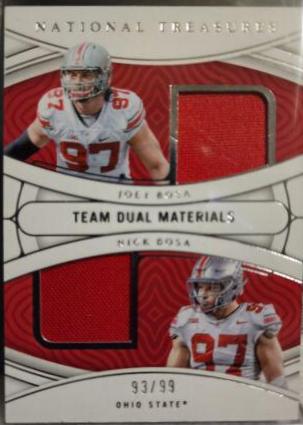 Joey Bosa, Nick Bosa #TDM-BOS Football Cards 2022 Panini National Treasures Collegiate Team Dual Materials
