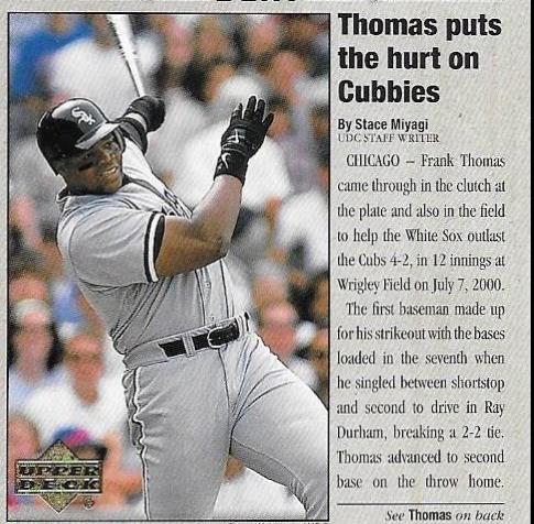 Frank Thomas #BB16 Baseball Cards 2001 Upper Deck Big League Beat