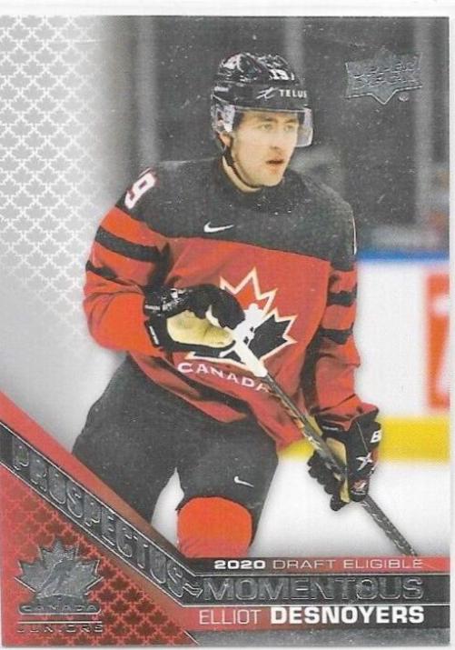 Elliot Desnoyers #PM-10 Hockey Cards 2022 Upper Deck Team Canada Juniors Prospectus Momentous