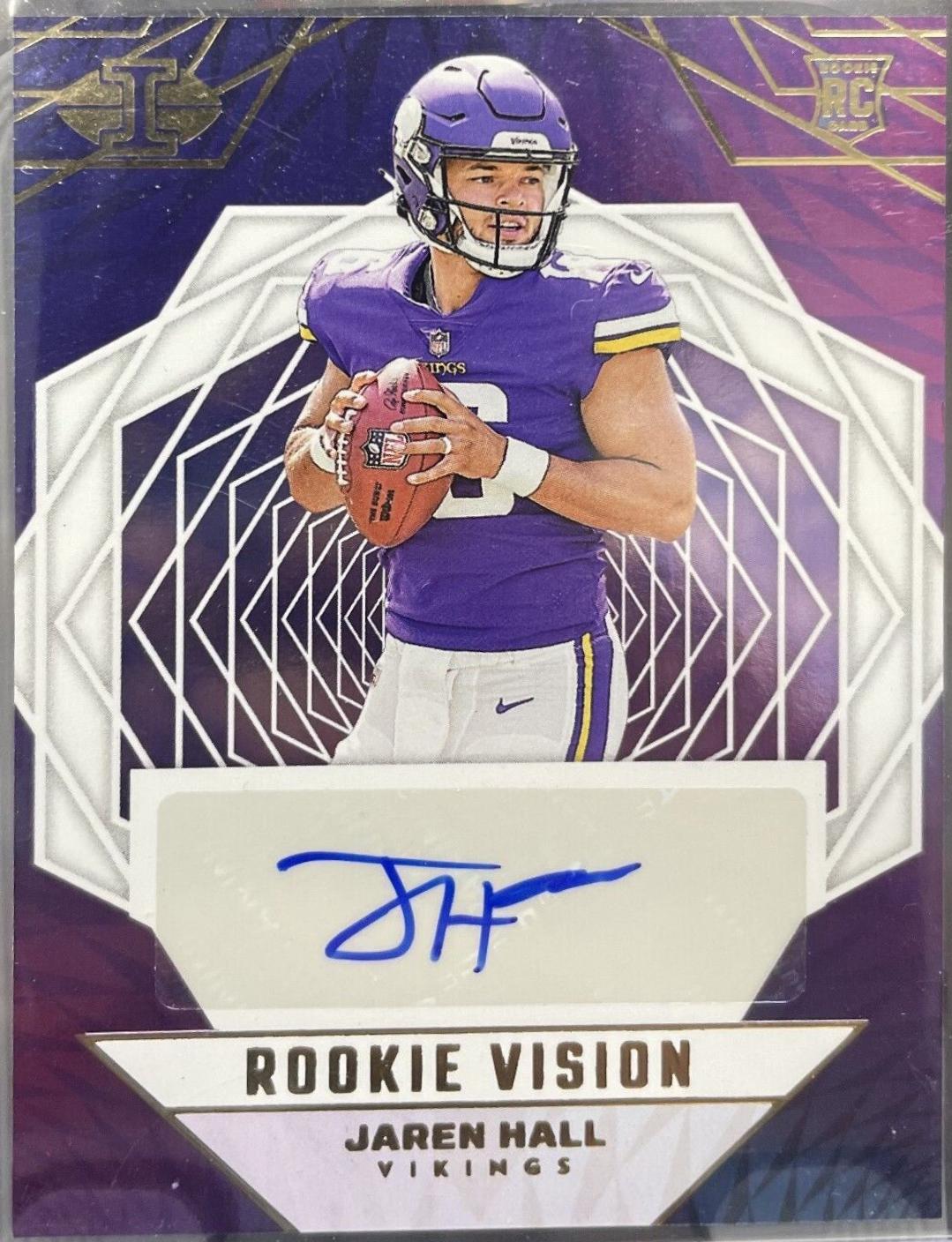 Jaren Hall #RVS-JHA Football Cards 2023 Panini Illusions Rookie Vision Signature