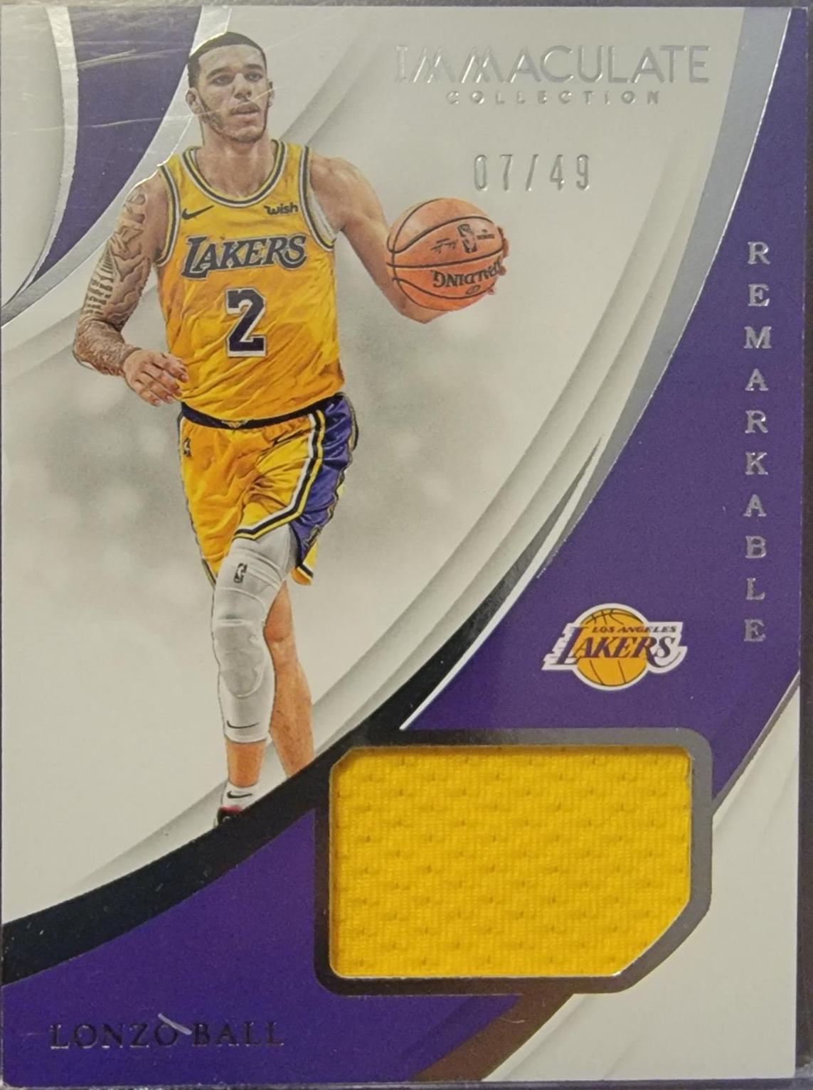Lonzo Ball #RM-LBL Basketball Cards 2018 Panini Immaculate Collection Remarkable Memorabilia
