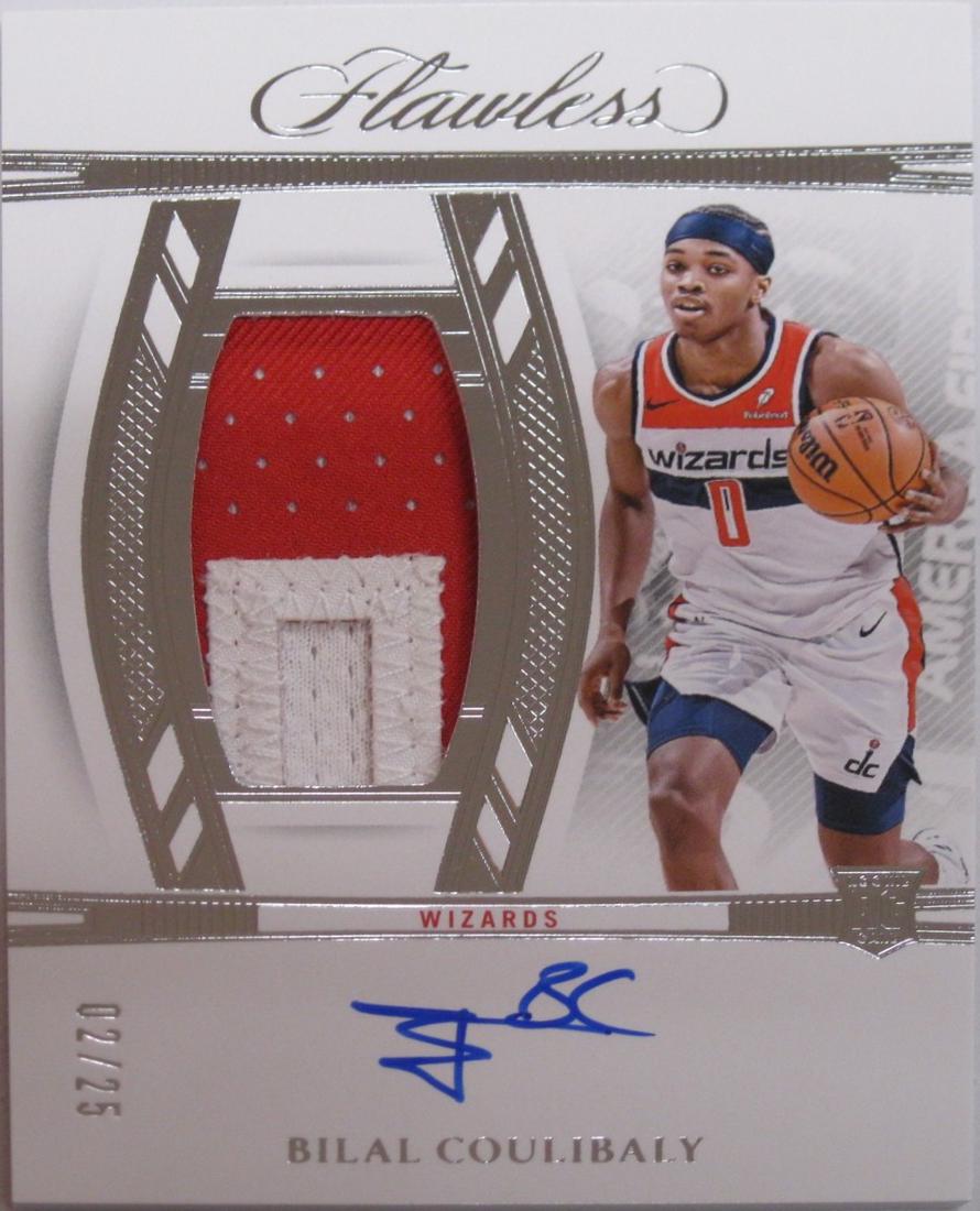 Bilal Coulibaly #2 Basketball Cards 2023 Panini Flawless Vertical Patch Auto
