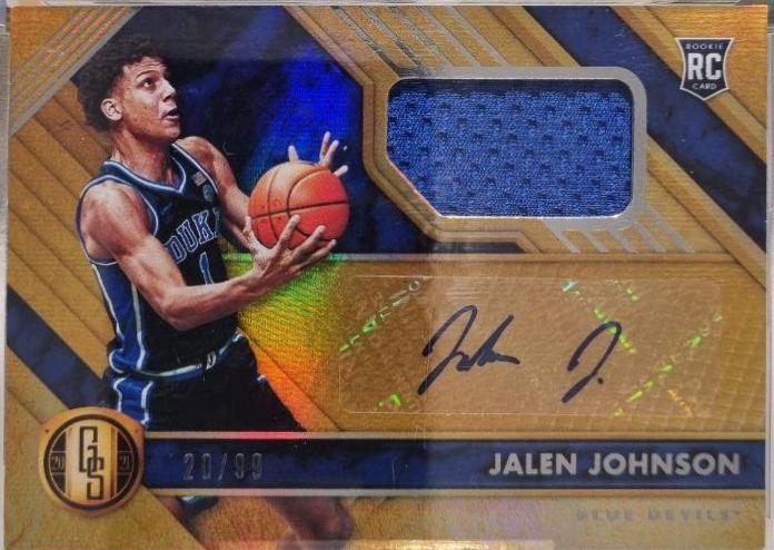 Jalen Johnson #GS-JJO Basketball Cards 2021 Panini Chronicles Draft Picks Gold Standard Rookie Jersey Autograph