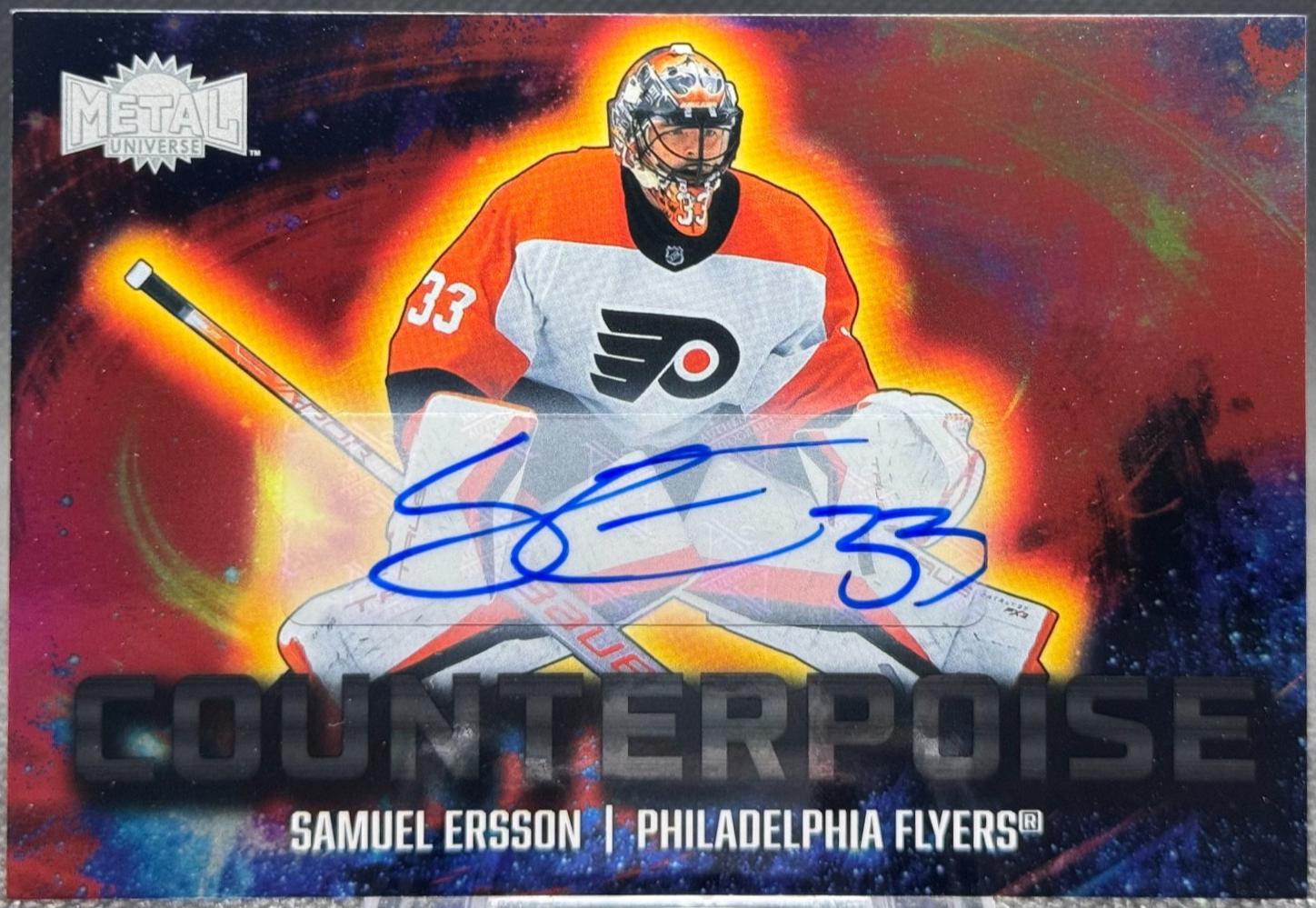 Samuel Ersson #29 Hockey Cards 2024 SkyBox Metal Universe Counterpoise Autograph
