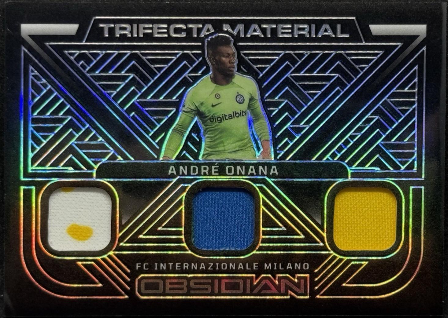 Andre Onana #TM-AO 2022 Panini Obsidian Trifecta Material Soccer