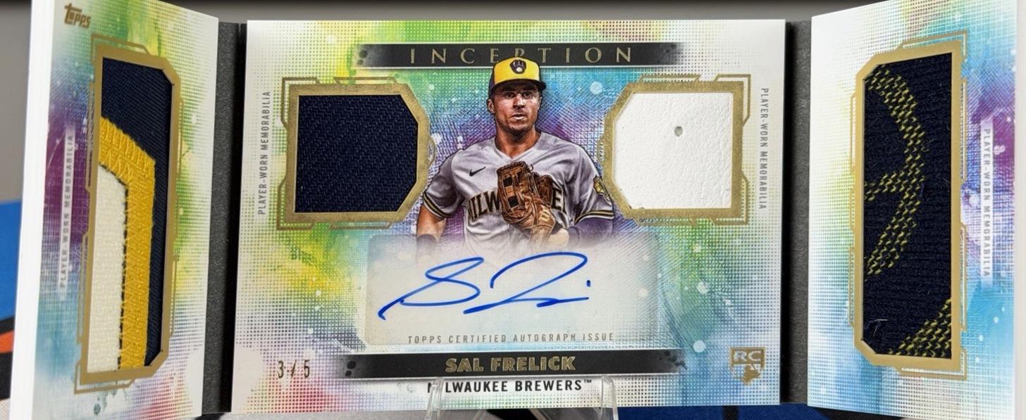 Sal Frelick #GGAR-SF 2024 Topps Inception Gameday Gear Autograph Relic Book Baseball