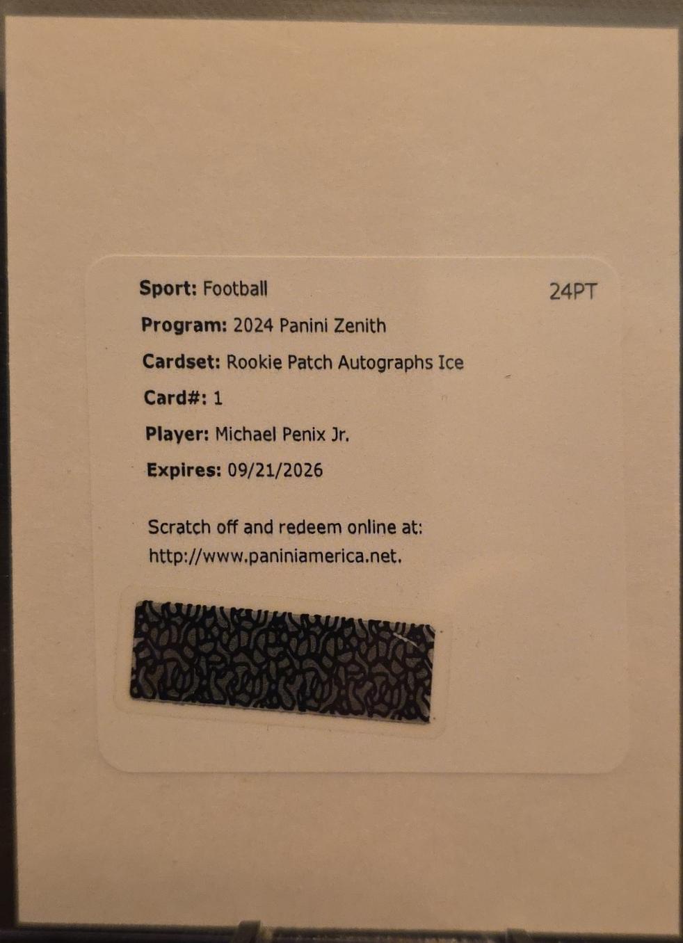 Michael Penix Jr. #1 Football Cards 2024 Panini Zenith Rookie Patch Autographs Ice