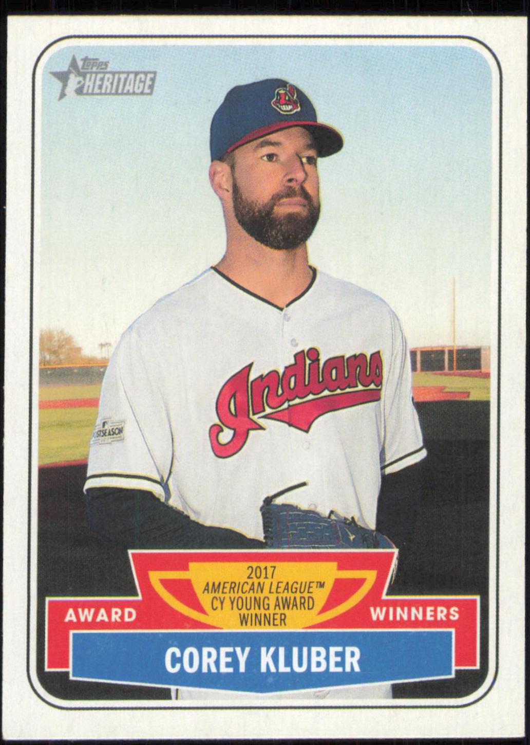 Corey Kluber #AW-3 Baseball Cards 2018 Topps Heritage Award Winners