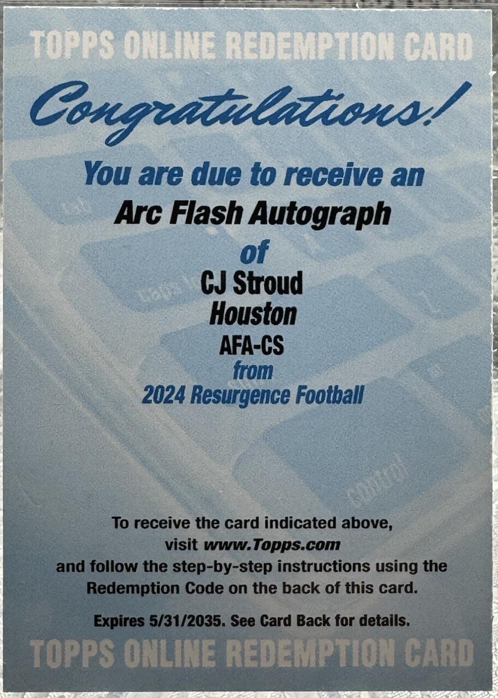 CJ Stroud #AFA-CS Football Cards 2024 Topps Resurgence Arc Flash Autograph