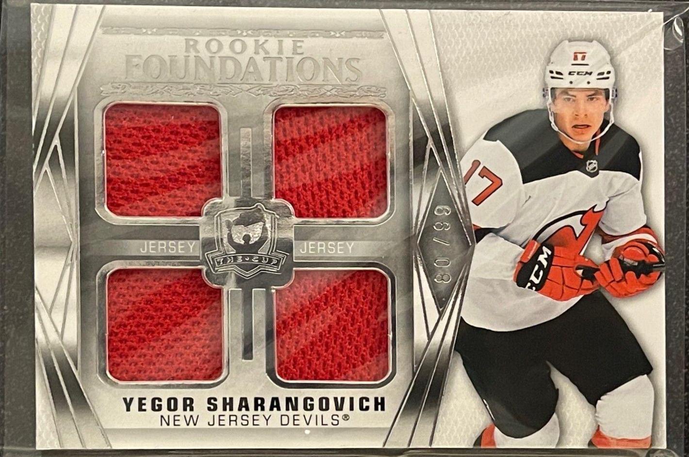 Yegor Sharangovich #F-YS Hockey Cards 2020 Upper Deck The Cup Foundations Quad Jersey